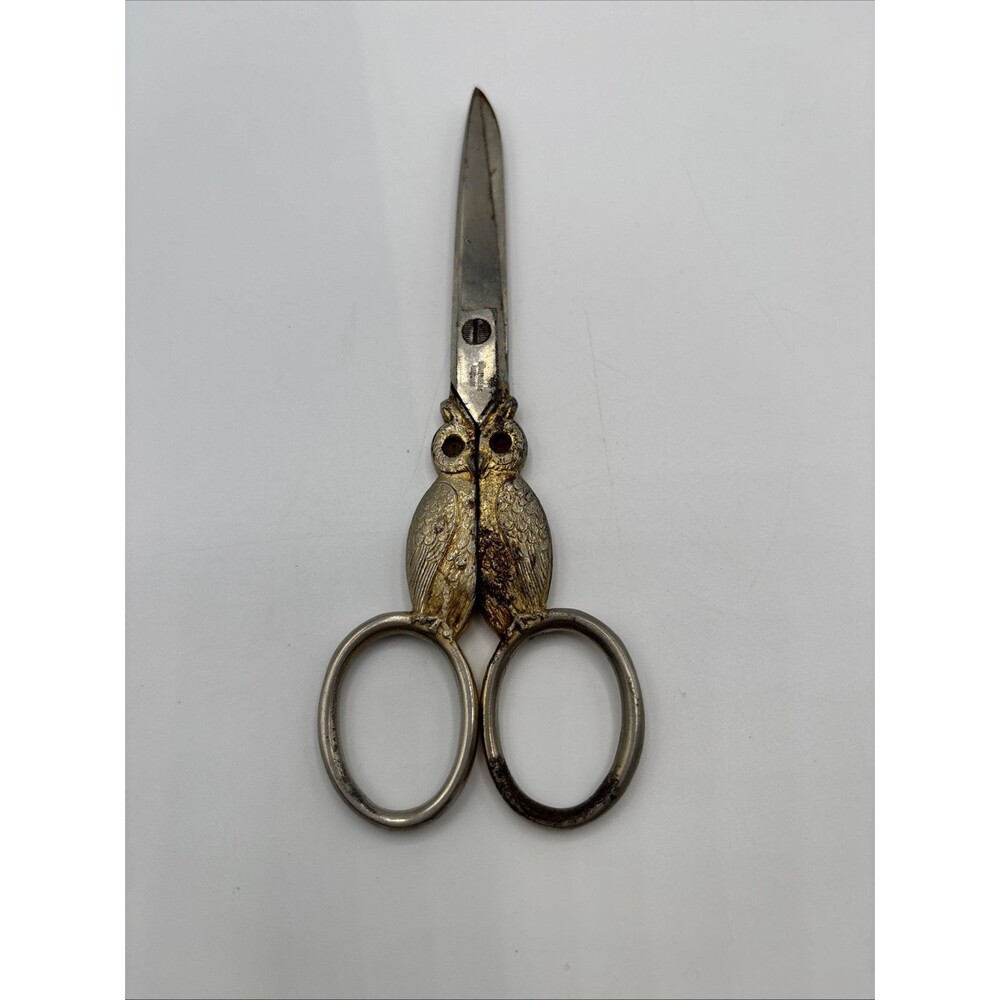 Vtg. Antique 1920s OWL Bird Handle Sewing 5" Scissors Kullenberg Germany Registe